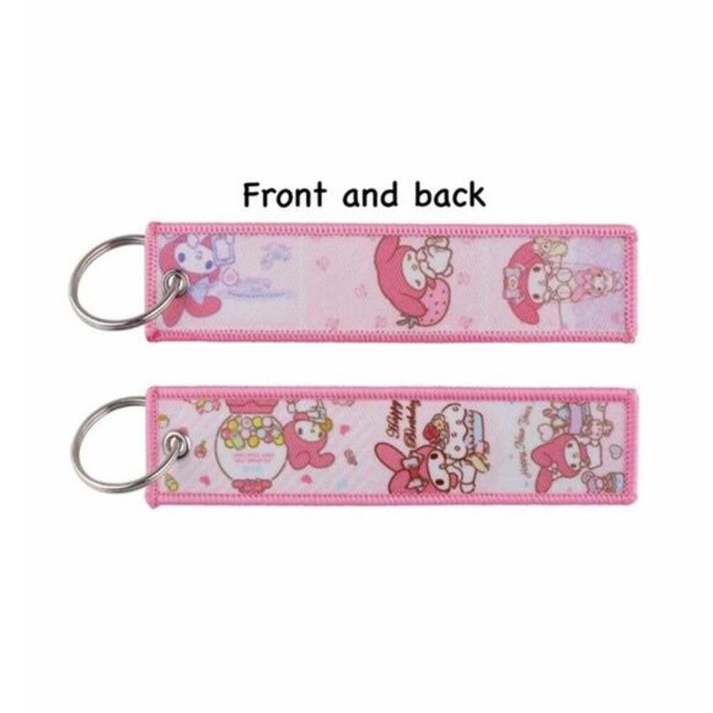 Sanrio My Melody Keychain, Embroidered Tag  5” Kawaii Key Holder Bag Charm